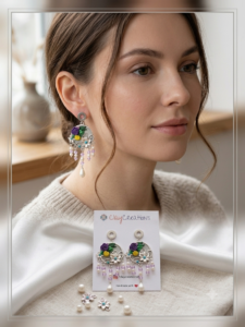Silver and purple earrings