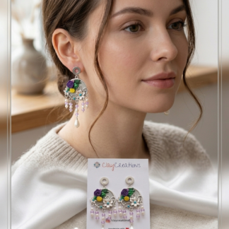 Silver and purple earrings