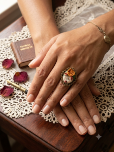 Vintage Style Bronze Botanical Ring