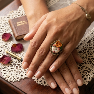 Vintage Style Bronze Botanical Ring