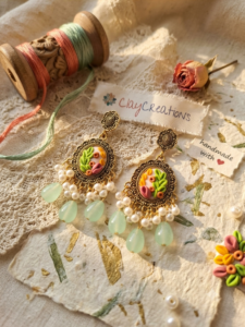 Handcrafted Mint Green Polymer Clay Jhumkas