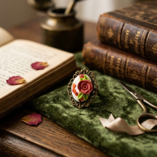Handmade Cameo Rose Ring - Vintage Bronze Filigree
