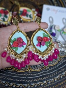 Pink fantasy jhumkas