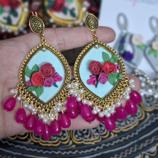 Pink fantasy jhumkas