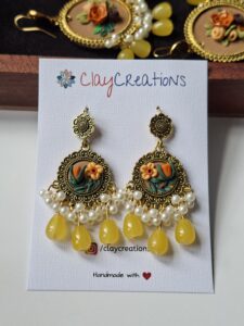 Mini Floral Jhumkas in Mustard