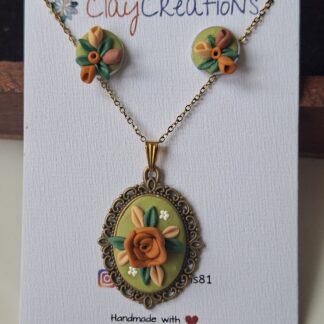 3D Floral Pendant in sage green