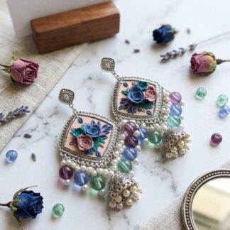 Handcrafted 3D Floral Polymer Clay Jhumkas